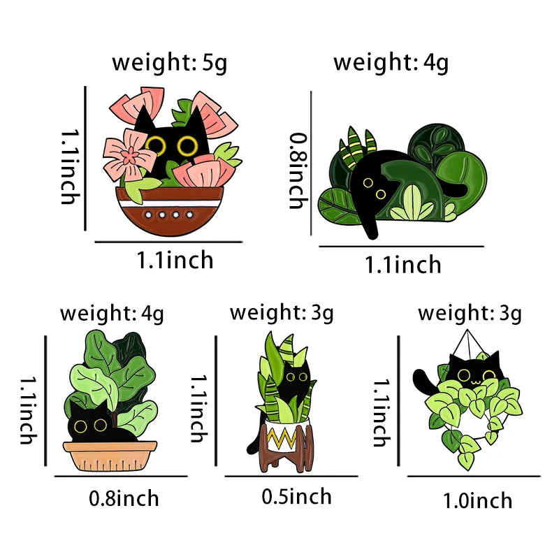 Cute Cat Potted Plant Enamel Pin