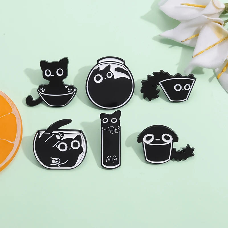 Cute Black Cat Enamel Pin