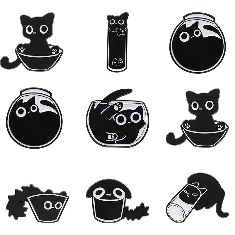 Cute Black Cat Enamel Pin