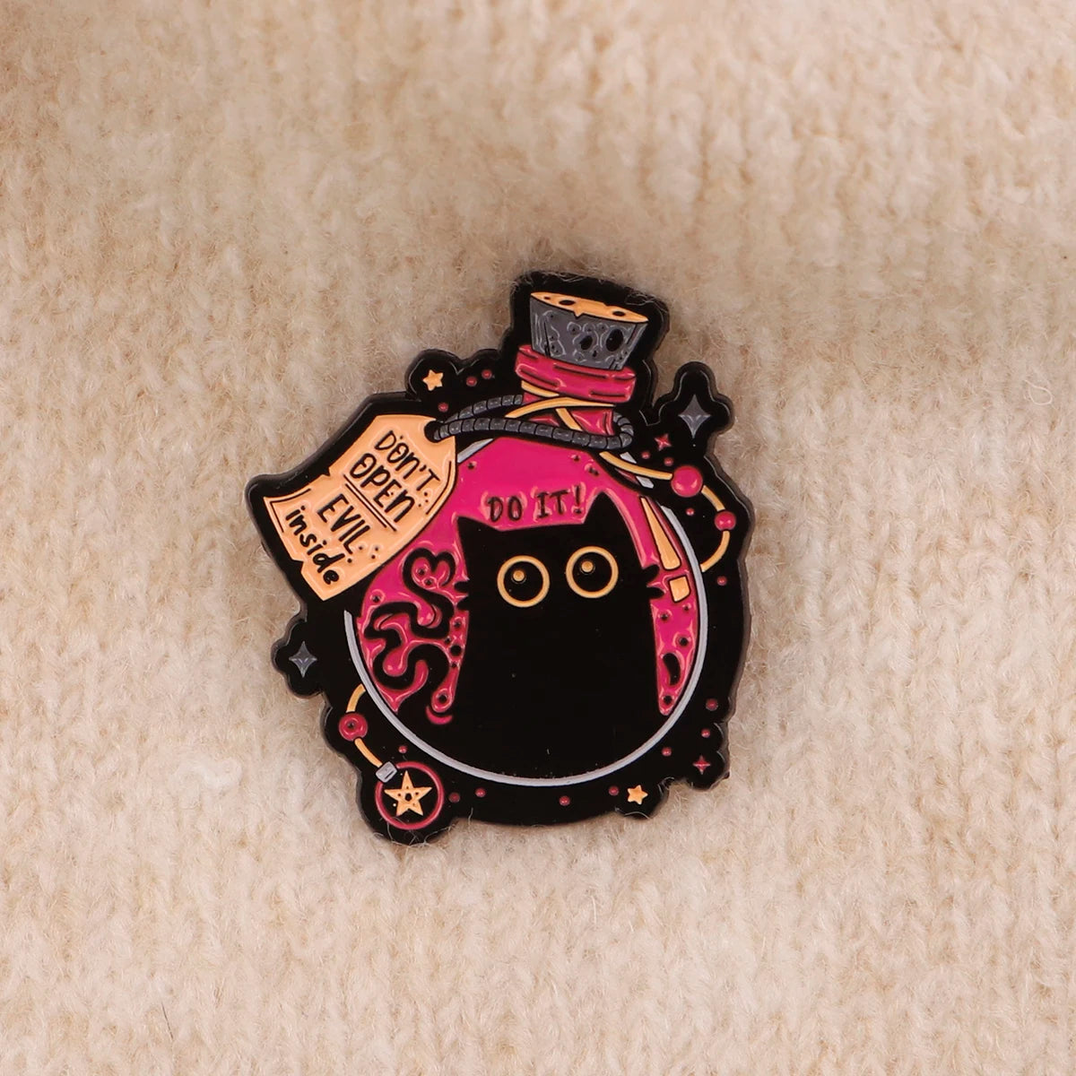 Bottled Menace Cat Pin